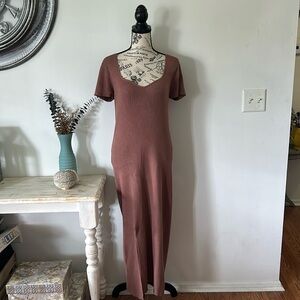 House Of Harlow 1960 Ribbed Knit Slit Midi Dress Women's size L